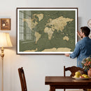 Large World Map Canvas Wall Art Print for Study Room Decor -