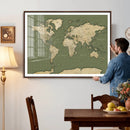 Vintage World Map Canvas Wall Art Print, Classic Global Map