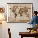 World Map Canvas Wall Art Print, Detailed Global Map Artwork