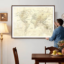 Colorful Watercolor World Map Canvas Wall Art – Framed
