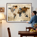 Rustic Watercolor World Map Canvas Wall Art – Framed Travel by MyGreatCanvas | Canvas Wall Art Prints | Photo Prints & Wall Decor