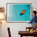 Minimalist Boat Wall Art Canvas Print, Aerial Sea Landscape by MyGreatCanvas | Canvas Wall Art Prints | Photo Prints & Wall Decor