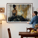 Black Woman Canvas Wall Art — Black Gold Gown Fashion Print by MyGreatCanvas | Canvas Wall Art Prints | Photo Prints & Wall Decor