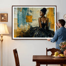 Elegant Woman Canvas Wall Art — Black Gold Gown Fashion by MyGreatCanvas | Canvas Wall Art Prints | Photo Prints & Wall Decor
