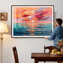 Bold Palette Knife Ocean Sunset Canvas — Orange Pink Teal by MyGreatCanvas | Canvas Wall Art Prints | Photo Prints & Wall Decor