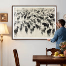 Longhorn Cattle Canvas Wall Art, Black White Stampede Ink by MyGreatCanvas | Canvas Wall Art Prints | Photo Prints & Wall Decor