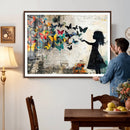 Banksy Butterfly Girl Wall Art Canvas Print, Framed Street by MyGreatCanvas | Canvas Wall Art Prints | Photo Prints & Wall Decor