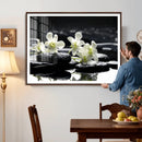 Plumeria Frangipani Black Stone Canvas | White Flower Spa by MyGreatCanvas | Canvas Wall Art Prints | Photo Prints & Wall Decor