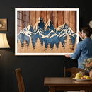 Rustic Wood Style Mountain Wall Art, Nature Forest Canvas