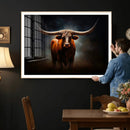 Abstract Texas Longhorn Wall Art Print | 3-Panel Large Texas