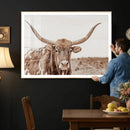 Longhorn Cow Wall Art Canvas Print – Framed Texas Ranch