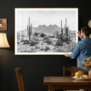 Black White Arizona Desert Canvas Wall Art Cactus Farmhouse