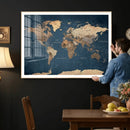 Navy Blue World Map Canvas Print – Framed Travel Map Wall by MyGreatCanvas | Canvas Wall Art Prints | Photo Prints & Wall Decor