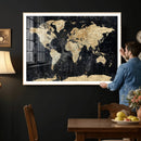 Framed Large World Map Wall Art Canvas Print for Living Room by MyGreatCanvas | Canvas Wall Art Prints | Photo Prints & Wall Decor