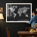 Black World Map Wall Art Canvas Print – Detailed Map of the by MyGreatCanvas | Canvas Wall Art Prints | Photo Prints & Wall Decor