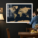 Vintage World Map Canvas on the Dark Background Wall Art by MyGreatCanvas | Canvas Wall Art Prints | Photo Prints & Wall Decor