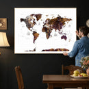 Rustic World Map Wall Art Canvas Print | Large World Map on
