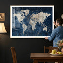 Large Blue World Map Wall Art Canvas Print for Home Office by MyGreatCanvas | Canvas Wall Art Prints | Photo Prints & Wall Decor