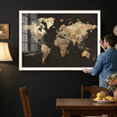 Framed World Map with Pin Canvas Print – Detailed World Map by MyGreatCanvas | Canvas Wall Art Prints | Photo Prints & Wall Decor