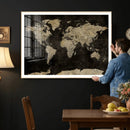 Push Pin World Map Canvas Wall Art Print, Interactive Travel
