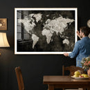 Vintage World Map Wall Art Canvas Print – Framed Large Map