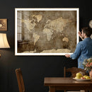 Dark Vintage World Map Canvas Wall Art Print, Antique Map