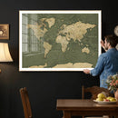 Large World Map Canvas Wall Art Print for Study Room Decor -