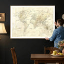 Colorful Watercolor World Map Canvas Wall Art – Framed