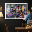 Graffiti Motorcycle Wall Art Canvas Print, Urban Street Art by MyGreatCanvas | Canvas Wall Art Prints | Photo Prints & Wall Decor