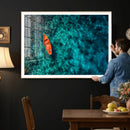 Turquoise Ocean Boat Wall Art Canvas Print by MyGreatCanvas | Canvas Wall Art Prints | Photo Prints & Wall Decor