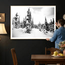 Black and White Snowy Pine Forest Wall Art Canvas Print, by MyGreatCanvas | Canvas Wall Art Prints | Photo Prints & Wall Decor