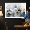 Large Abstract Flowers Wall Art Canvas Print – Gold and Blue by MyGreatCanvas | Canvas Wall Art Prints | Photo Prints & Wall Decor