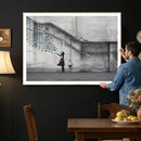 Banksy Girl with Butterflies Street Art Wall Art Canvas by MyGreatCanvas | Canvas Wall Art Prints | Photo Prints & Wall Decor