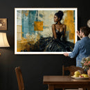 Elegant Woman Canvas Wall Art — Black Gold Gown Fashion by MyGreatCanvas | Canvas Wall Art Prints | Photo Prints & Wall Decor
