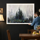 Misty Pine Forest Oil Painting Canvas — Dark Moody Teal Grey by MyGreatCanvas | Canvas Wall Art Prints | Photo Prints & Wall Decor