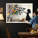 Banksy Butterfly Girl Wall Art Canvas Print, Framed Street by MyGreatCanvas | Canvas Wall Art Prints | Photo Prints & Wall Decor