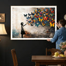 Banksy Graffiti Butterfly Girl Wall Art Canvas Print, Framed by MyGreatCanvas | Canvas Wall Art Prints | Photo Prints & Wall Decor