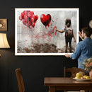 Girl Graffiti Wall Art Canvas Print, Red Balloon Heart by MyGreatCanvas | Canvas Wall Art Prints | Photo Prints & Wall Decor