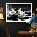 Plumeria Frangipani Black Stone Canvas | White Flower Spa by MyGreatCanvas | Canvas Wall Art Prints | Photo Prints & Wall Decor
