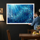 School of Fish Canvas Print | Blue Ocean Underwater Wall Art by MyGreatCanvas | Canvas Wall Art Prints | Photo Prints & Wall Decor