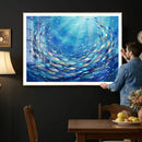 School of Fish Canvas Print | Blue Ocean Underwater Wall Art by MyGreatCanvas | Canvas Wall Art Prints | Photo Prints & Wall Decor
