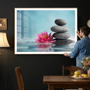Zen Canvas Wall Art Lotus Flower Stacked Stones Teal Spa by MyGreatCanvas | Canvas Wall Art Prints | Photo Prints & Wall Decor