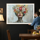 Golden Petal Wall Art Canvas Print - Silhouette Woman Wall
