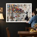 Banksy Wall Art - Banksy Girl and Butterfly Explosion Wall