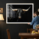 Black Bull Wall Art – Majestic Longhorn Canvas Print with