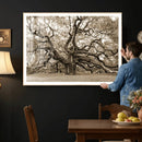 Sepia Framed Angel Oak Tree Wall Art - 3-Panel Canvas