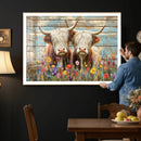 Cute Highland Cow Canvas Wall Art - Rustic Farmhouse Decor