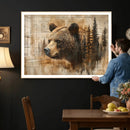 Rustic Grizzly Bear Wall Art, Abstract Grizzly 399 Bear Wall