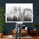 Forest Wall Art Print | Foggy Pine Forest Canvas Wall Art -