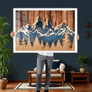Rustic Wood Style Mountain Wall Art, Nature Forest Canvas